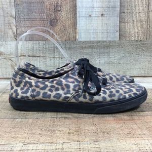 Vans Brown Black Leopard Print Canvas Sneaker Womens 7 Mens 6.5 Athletic Shoes